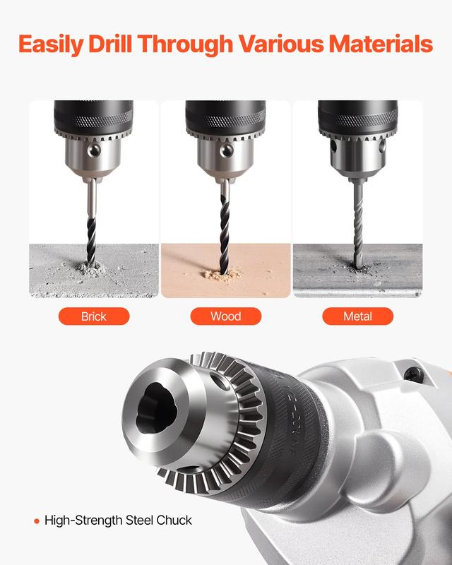 Taladro mezclador, juego de taladro eléctrico con cable de 5/8 pulgadas, taladro mezclador de 0 a 850 RPM, 5,8 A, taladro mezclador con mango en D para taladrar y mezclar, mezcladores de cemento portátiles para forraje, pintura y cemento.