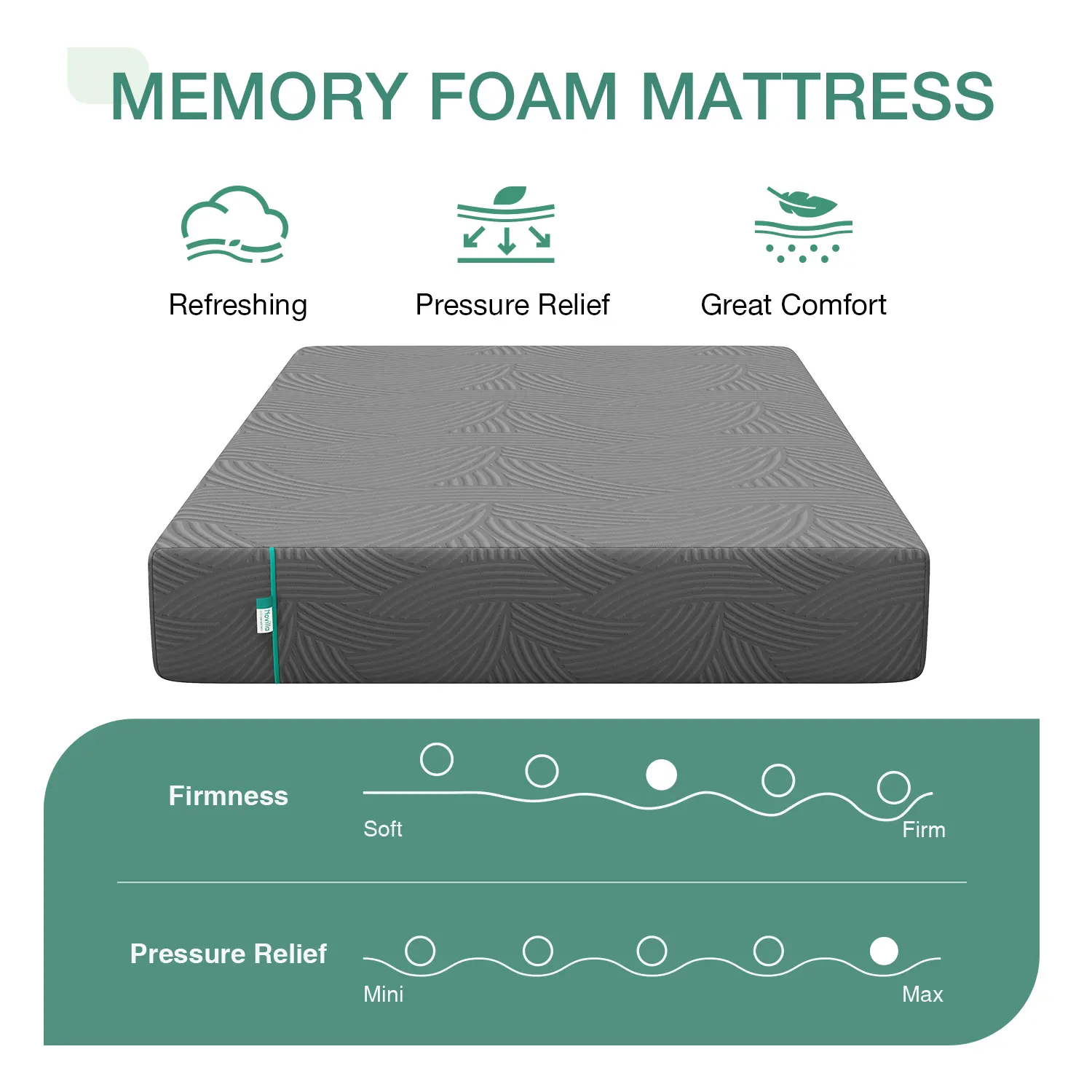 Colchón de espuma viscoelástica sin fibra de vidrio, con gel refrescante, en caja, firmeza media, funda lavable, tamaño Queen/King, 25,4 cm, 30,5 cm.