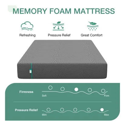 Colchón de espuma viscoelástica sin fibra de vidrio, con gel refrescante, en caja, firmeza media, funda lavable, tamaño Queen/King, 25,4 cm, 30,5 cm.