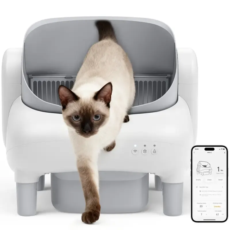 Arenero inteligente autolimpiable FUMOI para múltiples gatos | Control por app, sensores de seguridad y diseño con bloqueo de olores, depósito de 10,5 L (Solo compatible con Wi-Fi 2.4G)