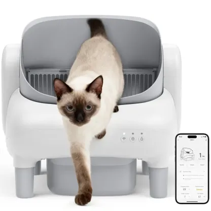 Arenero inteligente autolimpiable FUMOI para múltiples gatos | Control por app, sensores de seguridad y diseño con bloqueo de olores, depósito de 10,5 L (Solo compatible con Wi-Fi 2.4G)