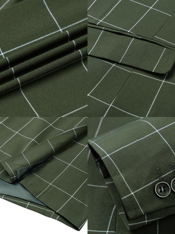 Traje de esmoquin a cuadros para boda para hombre: conjunto cruzado de tres piezas con chaleco para eventos formales, informales y de negocios | Trajes de novio y fiesta