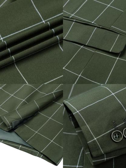 Traje de esmoquin a cuadros para boda para hombre: conjunto cruzado de tres piezas con chaleco para eventos formales, informales y de negocios | Trajes de novio y fiesta