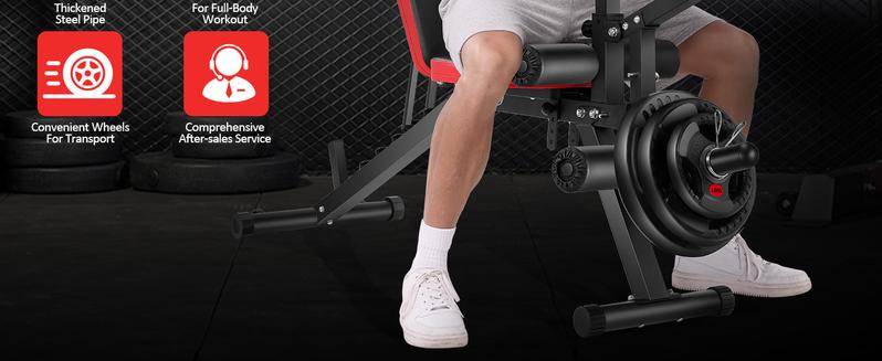 【TikTokShopBlackFriday】OPPSDECOR Olympic 900LBS Adjustable Weight Bench Press with Leg Extension & Preacher Curl Pad for Home Gym Workout Equipment
