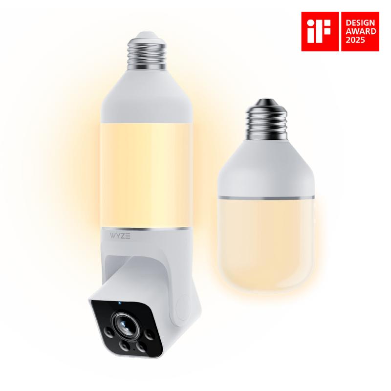 Bulb Cam: cámara de seguridad con bombilla HD 2K, grabación en microSD 24/7, visión nocturna a color, suscripción a IA avanzada opcional para detección de mascotas, paquetes y personas, LED regulable, visión nocturna a color y audio bidireccional.