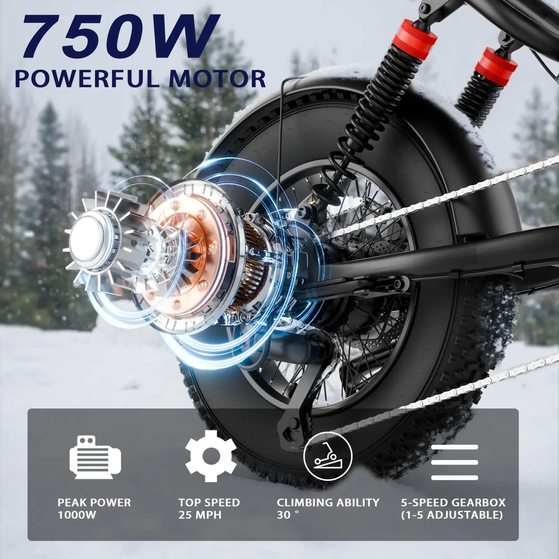 Bicicleta eléctrica, equipada con cuadro de acero de alto carbono, sistema de suspensión completa, velocidad máxima de 25 mph, 48 V 648 Wh, autonomía con asistencia al pedaleo de 30 a 70 millas, neumáticos todoterreno de 16 pulgadas. Motocicleta todoterre