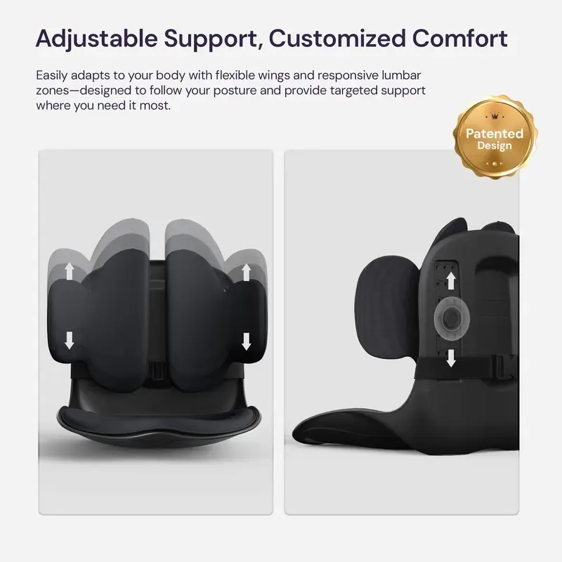 Cabevibe Soporte Lumbar – Corrige la postura y alivia el dolor de espalda baja | Soporte ergonómico de silicona para sillas (SpineSeat) | Uso en oficina, automóvil y hogar | Regalo para hombres y mujeres | Negro