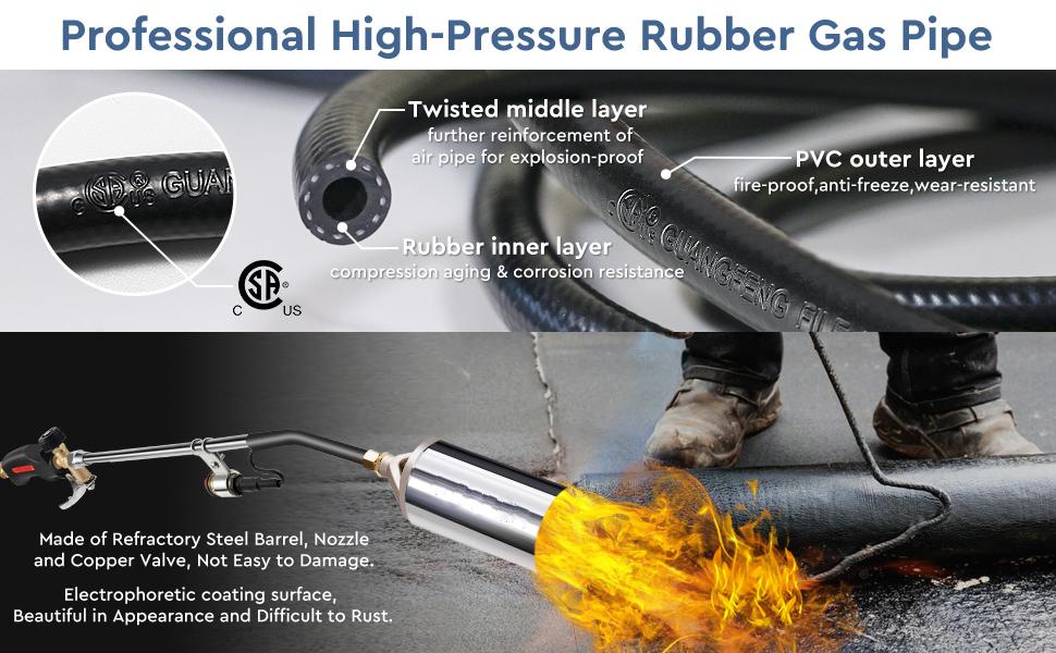 Propane Torch Weed Burner,Blow Torch,Heavy Duty,High Output Flamethrower with Turbo Trigger Push Button Igniter and 10 FT Hose for Roof Asphalt,Ice Snow,Road Marking