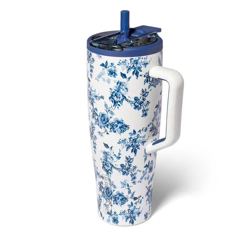 Vaso térmico BrüMate Era Flip de 40 oz con pajita abatible y asa | 100% a prueba de fugas | Mantiene el hielo por más de 24 horas | Base compatible con portavasos