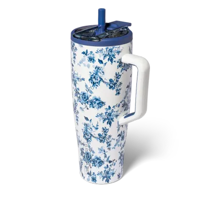 Vaso térmico BrüMate Era Flip de 40 oz con pajita abatible y asa | 100% a prueba de fugas | Mantiene el hielo por más de 24 horas | Base compatible con portavasos