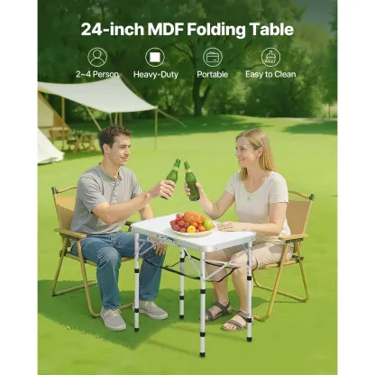  Mesa de camping plegable, mesa auxiliar portátil de altura ajustable, mesa de playa de aluminio MDF con malla y asa de transporte, ligera y compacta para picnics al aire libre, barbacoas, 61 x 40 cm, color plateado