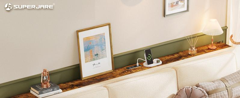 SUPERJARE 78.7 Inch Console Table with Outlet, Sofa Table with Charging Station, Narrow Hallway Entryway Table, Behind Couch Table, for Living Room SUPERJARE 78.7 Inch Console Table with Outlet, Sofa Table with Charging Station, Narrow Hallway Entryway Table, Behind Couch Table, for Living Room