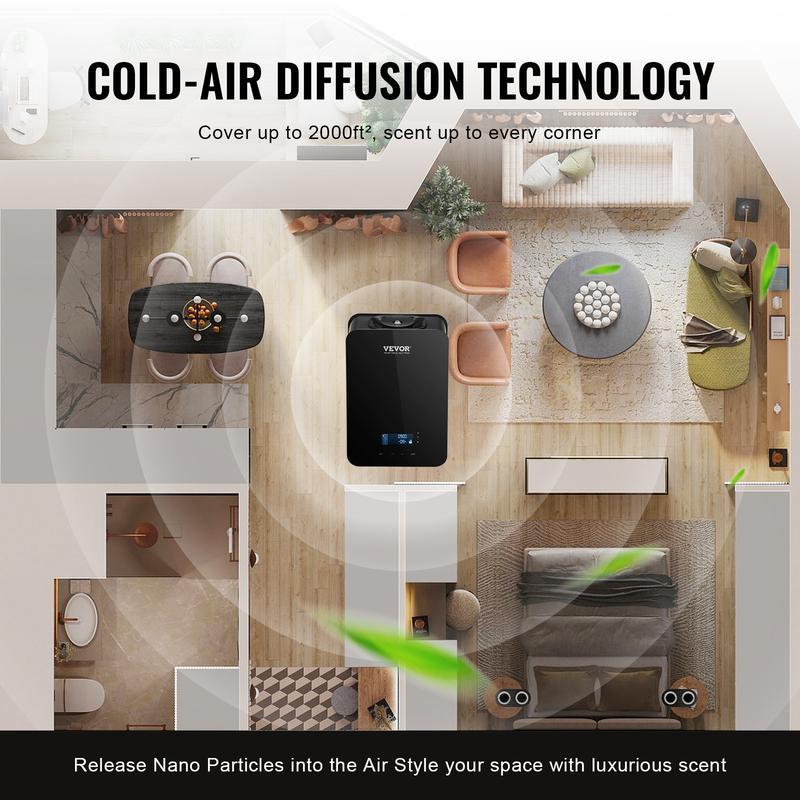 Difusor de aromas con Bluetooth, varias especificaciones, difusor inteligente de aceites esenciales, sistema HVAC sin agua con tecnología de aire frío, aromaterapia para hogar, oficina y hotel.