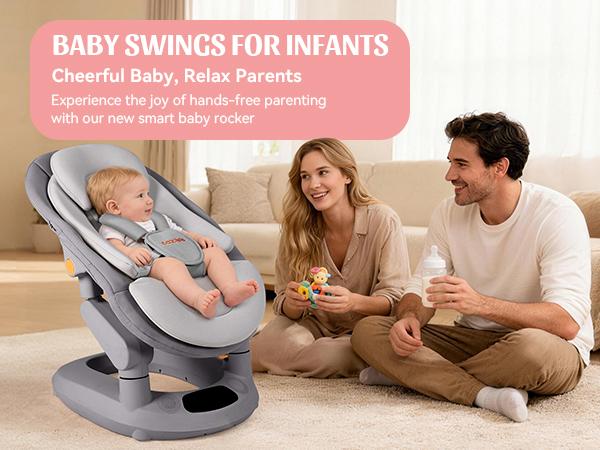 Bionic Dual-rail Multi-Motion Baby Rocker with 5 Speeds 10 Melodies Bluetooth Control Ergonomic Seat Design
