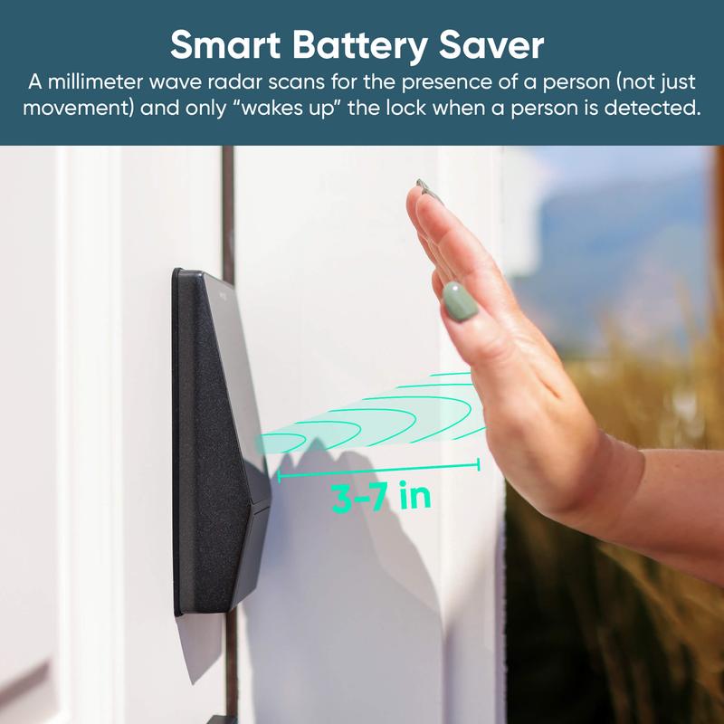 Bloqueo de palma: Cerradura inteligente con reconocimiento de palma de la mano y Wi-Fi para puerta de entrada, entrada sin llave ni contacto, diseño moderno, cierre automático, fácil instalación, reemplazo de cerrojo, resistente a la intemperie IP53.