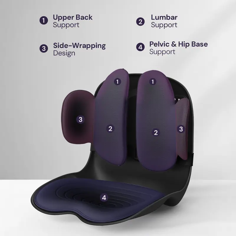 Cabevibe Soporte Lumbar – Corrige la postura y alivia el dolor de espalda baja | Soporte ergonómico de silicona para sillas (SpineSeat) | Uso en oficina, automóvil y hogar | Regalo para hombres y mujeres | Negro