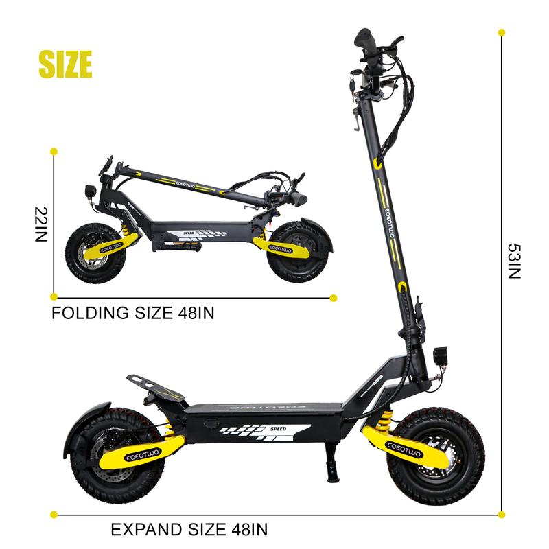 Patinete Eléctrico Todoterreno Plegable, Motor 1200W, Velocidad Hasta 30 mph (20/40 mi), Doble Amortiguación, Capacidad 330 lb, Plegado en 3 Segundos