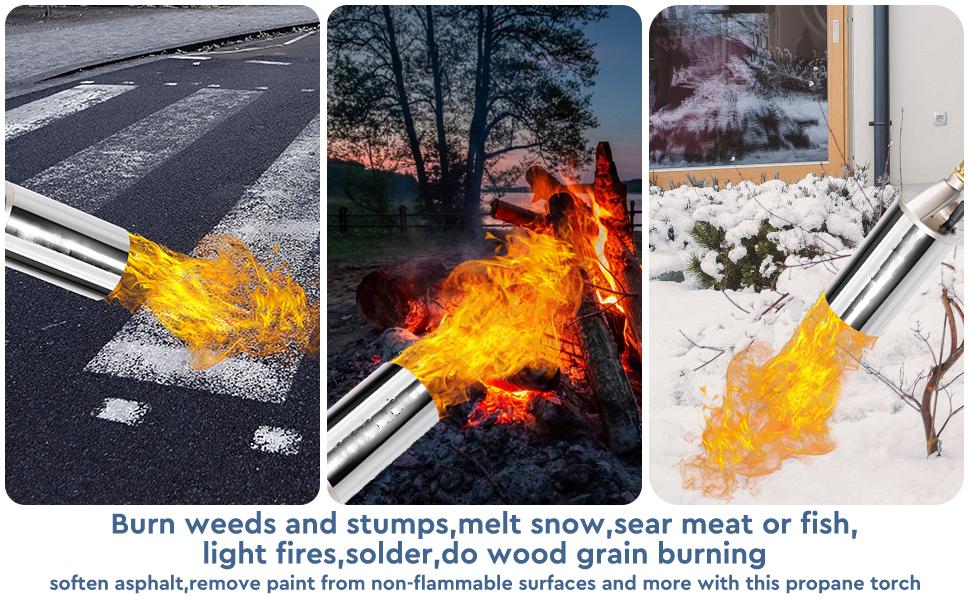 Propane Torch Weed Burner,Blow Torch,Heavy Duty,High Output Flamethrower with Turbo Trigger Push Button Igniter and 10 FT Hose for Roof Asphalt,Ice Snow,Road Marking