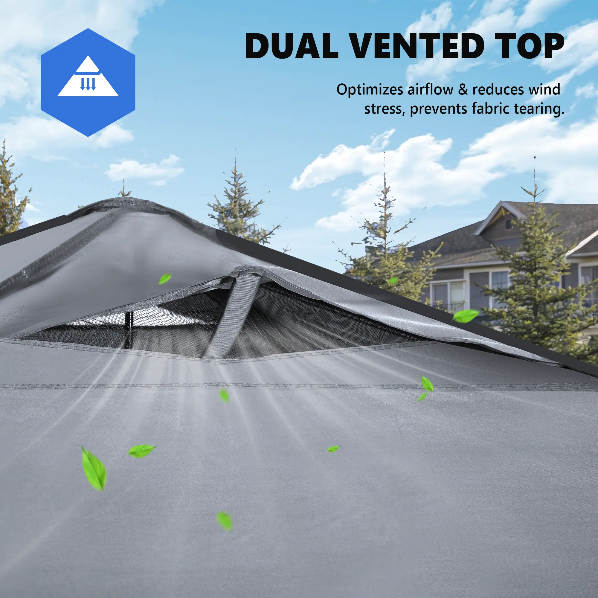 Carpa Plegable 10x10, Cenador de Exterior de Montaje Rápido con Techo Ventilado y Bolsa con Ruedas — Blanco