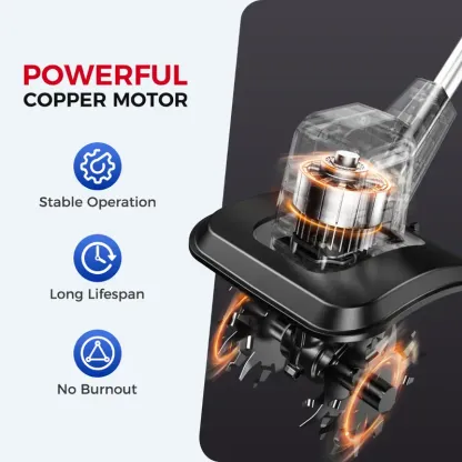 SOARFLY Cultivador y Motoazada Inalámbrica de 20 V, 360 RPM, Incluye 2 Baterías de 4.0 Ah y Cargador; 9 Pulgadas de Ancho, 6.6 Pulgadas de Profundidad, 48 Dientes de Acero — Ideal para Césped, Jardinería y Cultivo del Suelo