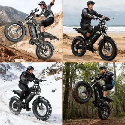 Bicicleta eléctrica YOULON para adultos: Motor sin escobillas de 1500 W (pico), velocidad máxima de 30 MPH, batería de 48 V y 20 Ah, e-bike con neumáticos anchos de 20 pulgadas, hasta 50 km/h, capacidad de ascenso de 30°, 7 velocidades, sistema de amortig