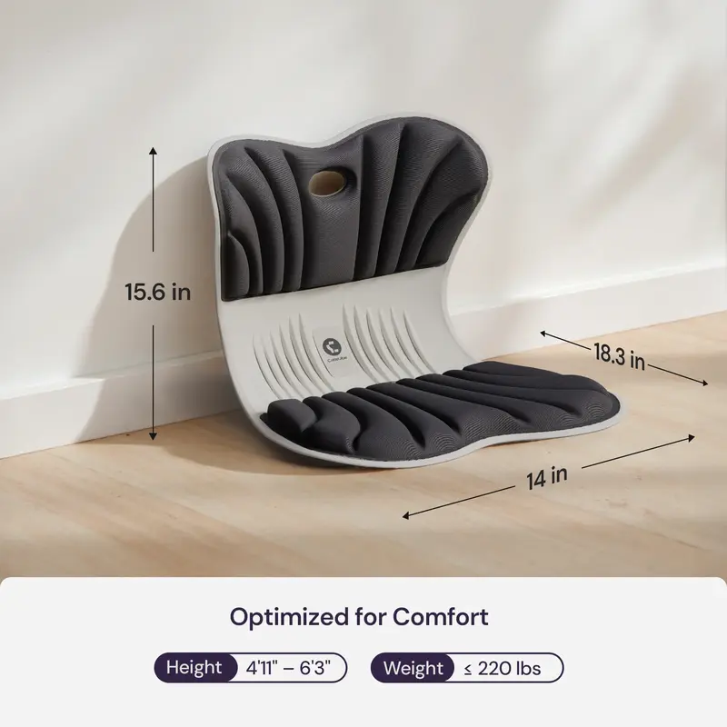 Cabevibe Soporte Lumbar – Corrige la postura y alivia el dolor de espalda baja | Soporte ergonómico de silicona para sillas (SpineSeat) | Uso en oficina, automóvil y hogar | Regalo para hombres y mujeres | Negro