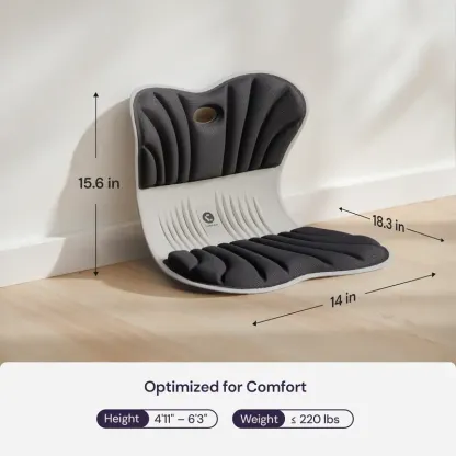 Cabevibe Soporte Lumbar – Corrige la postura y alivia el dolor de espalda baja | Soporte ergonómico de silicona para sillas (SpineSeat) | Uso en oficina, automóvil y hogar | Regalo para hombres y mujeres | Negro