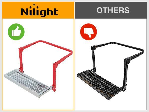 Nilight Folding Heavy Duty Tire Step for Truck SUV and RV, Non-Slip Steel Surface, Adjustable to Fit Tire from 10&rdquo; to 15&rdquo; Rated up to 350 Lbs,Easy to Install and Adjust Red