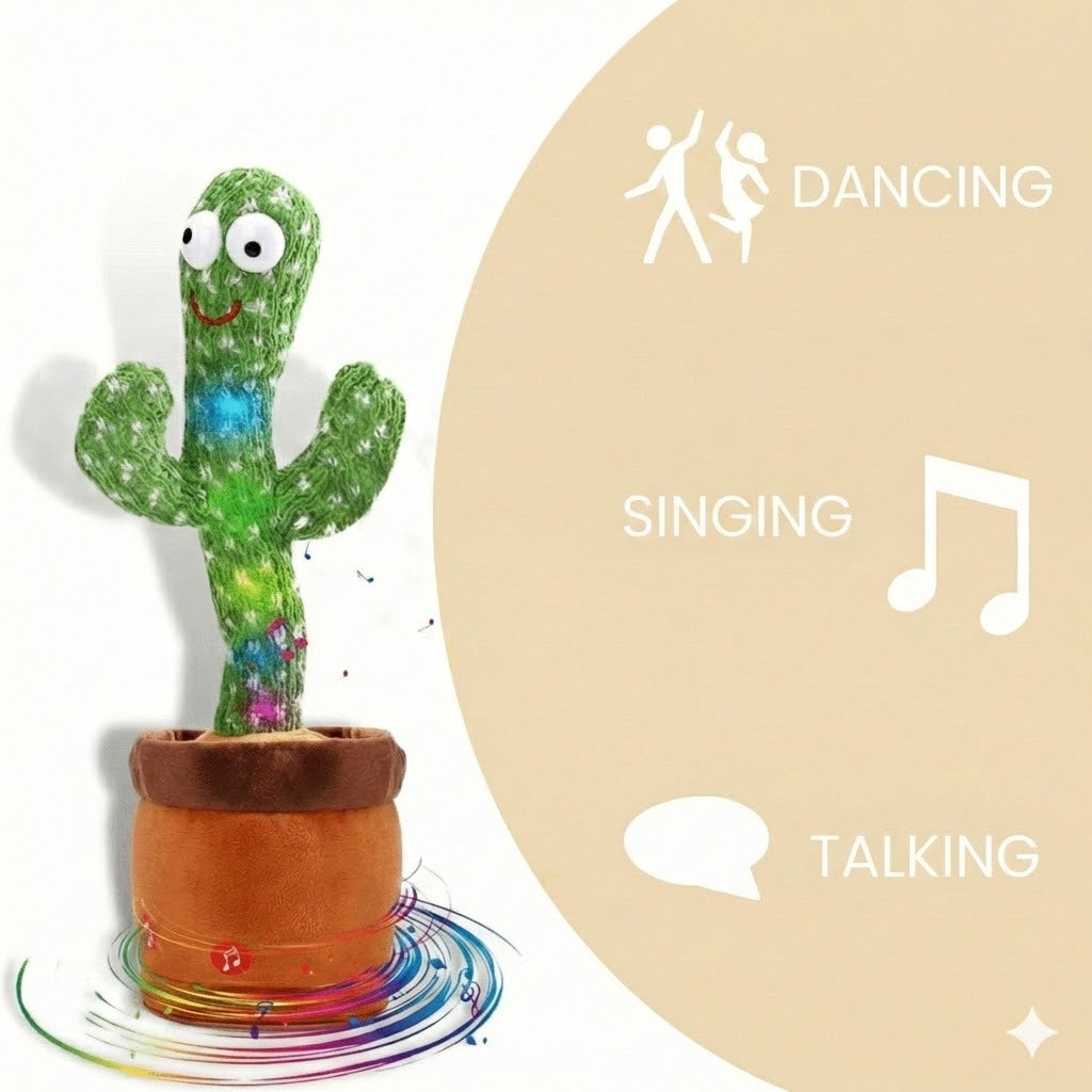 Dancing & Talking Cactus – Interactive Baby Toy that Mimics You (With Music & LED Lights)