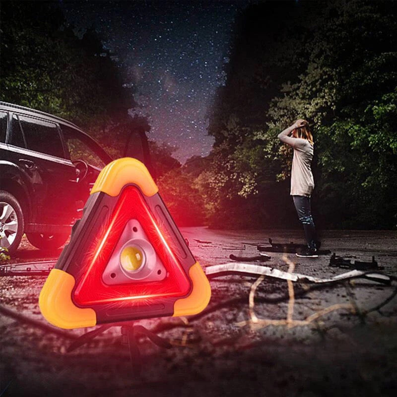 2-in-1 Solar-Powered LED Warning Triangle
