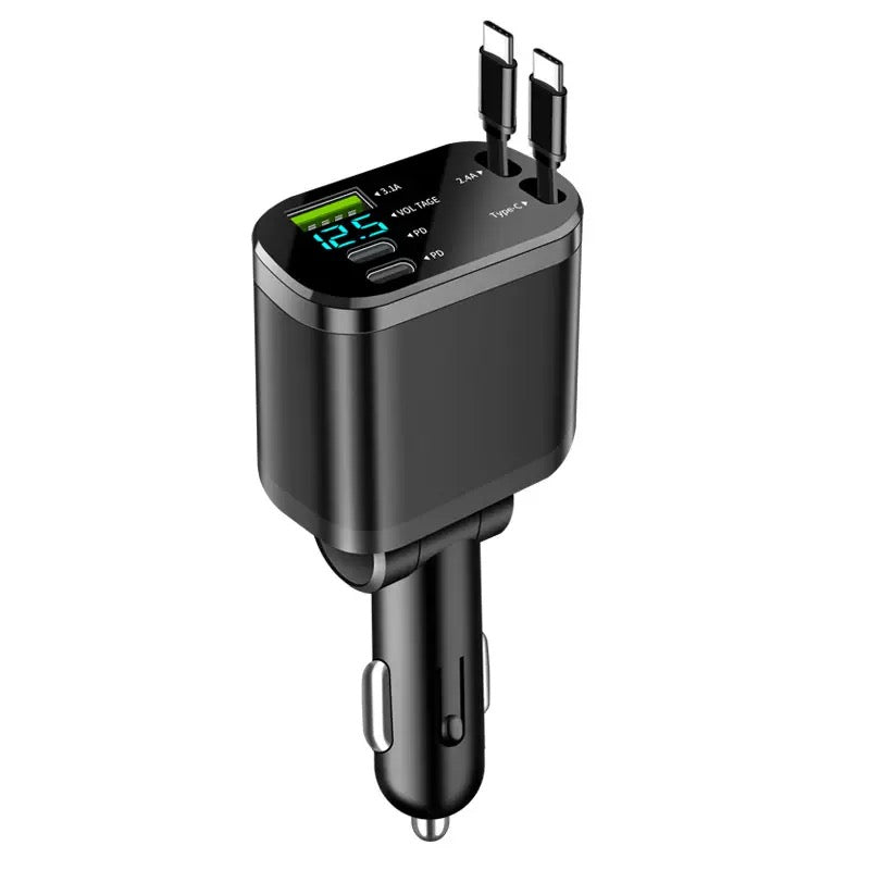 5-in-1 Car Charger for Front & Back Seat - With Extension Cord