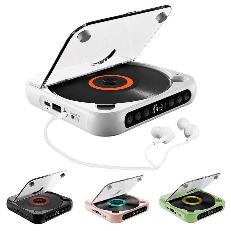 Portable CD Player with Bluetooth – Rechargeable Discman for Car & Travel (Anti-Shock)