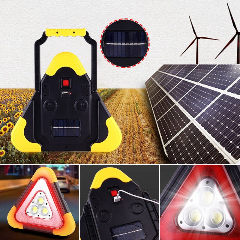 2-in-1 Solar-Powered LED Warning Triangle