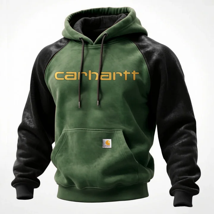 Hooded Sweatshirt with Contrast Sleeves and Front Pocket