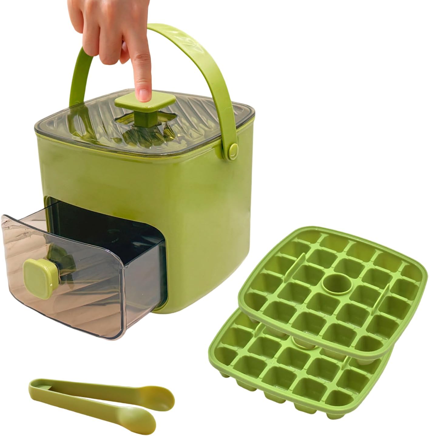 Ice Cube Tray with Lid and Bin, Ice Trays for Freezer, Flexible Ice Cube Trays