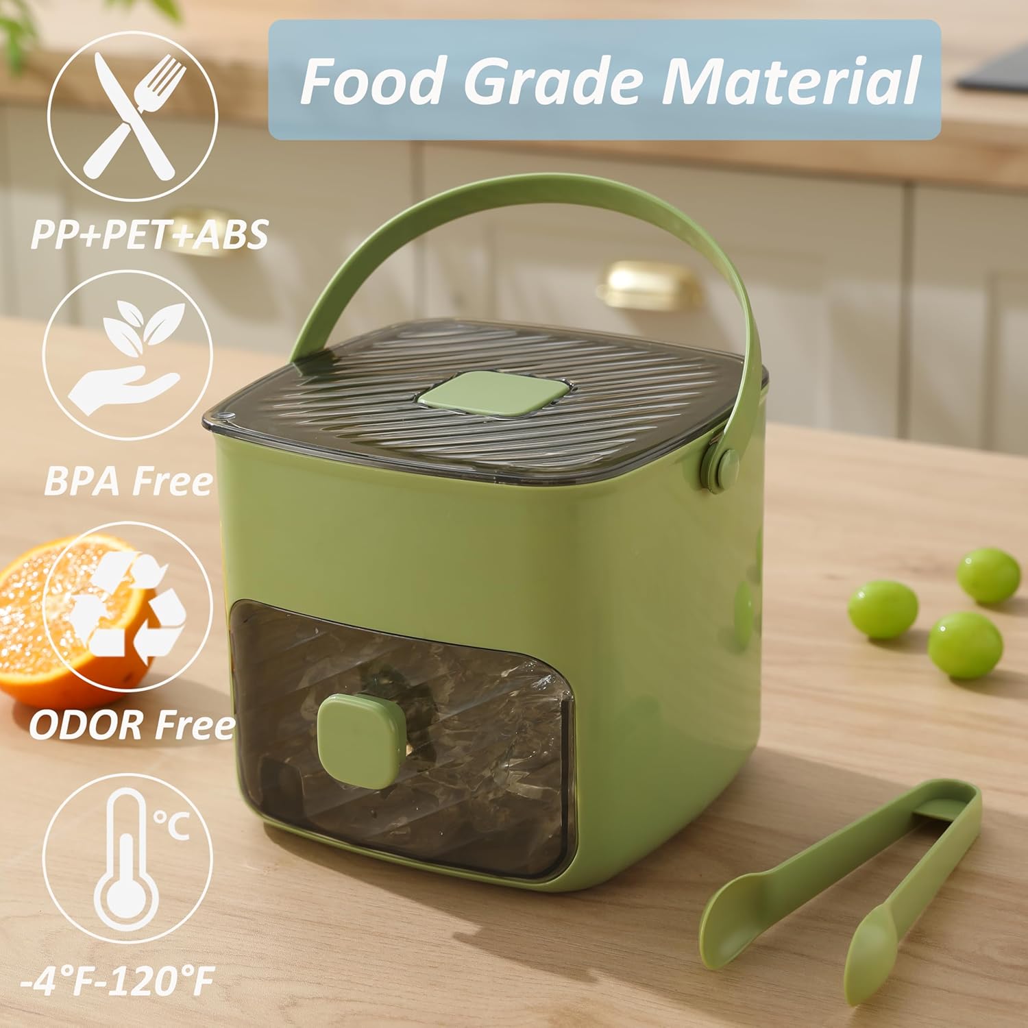 Ice Cube Tray with Lid and Bin, Ice Trays for Freezer, Flexible Ice Cube Trays