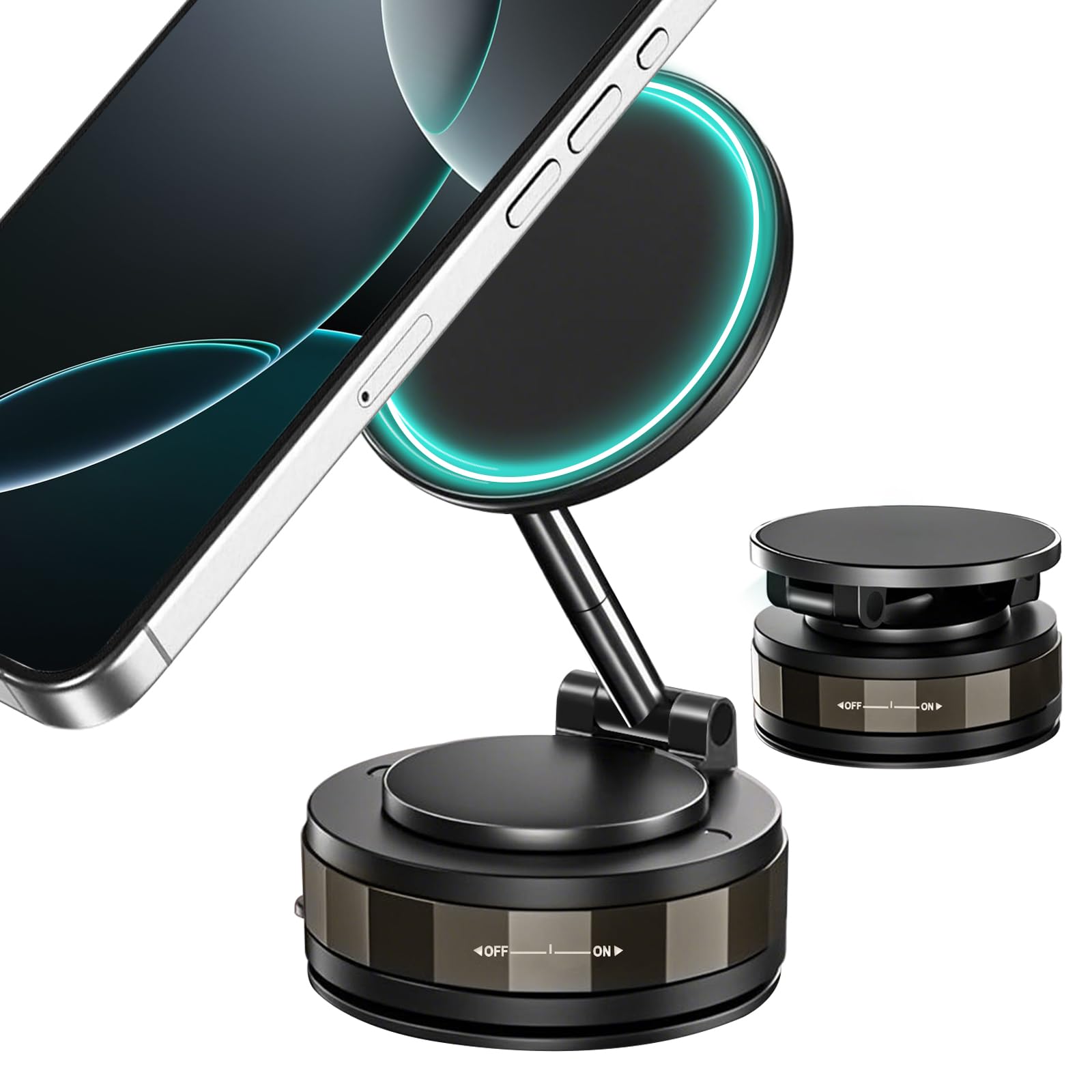 Magnetic Car Phone Holder – Vacuum Adsorption & Magnetic – 360° Rotatable – Super Stable for Dashboard & Windshield