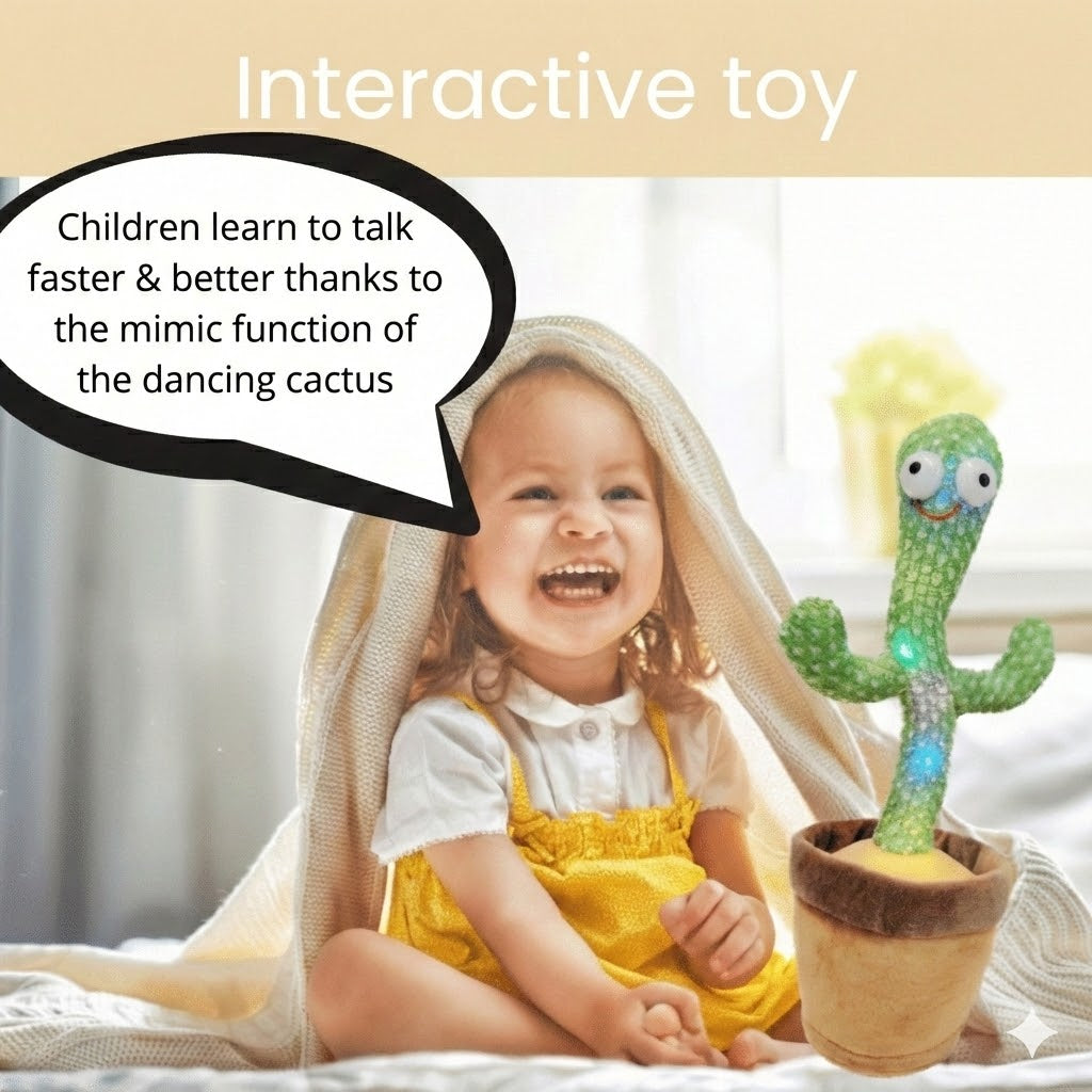 Dancing & Talking Cactus – Interactive Baby Toy that Mimics You (With Music & LED Lights)