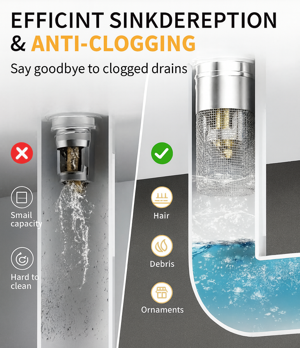 2-in-1 Sink Stopper & Hair Strainer