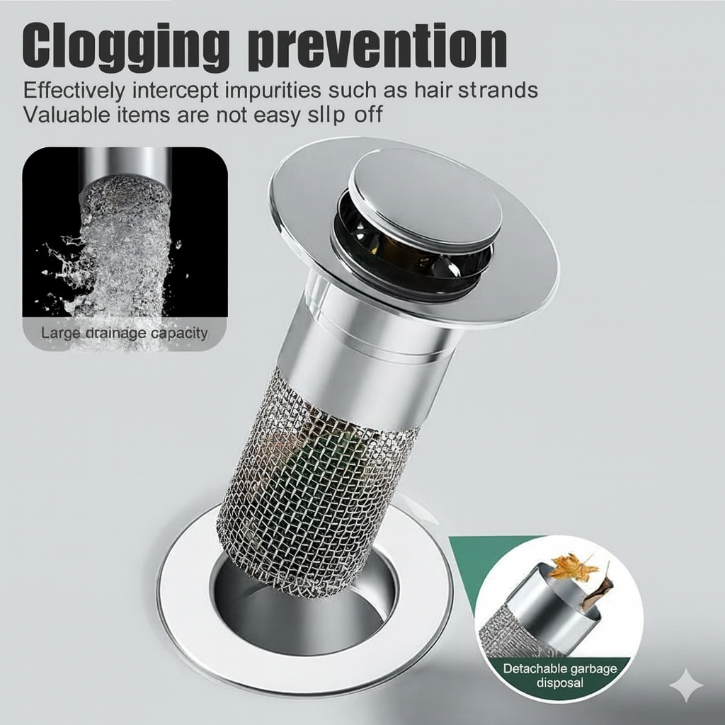 2-in-1 Sink Stopper & Hair Strainer