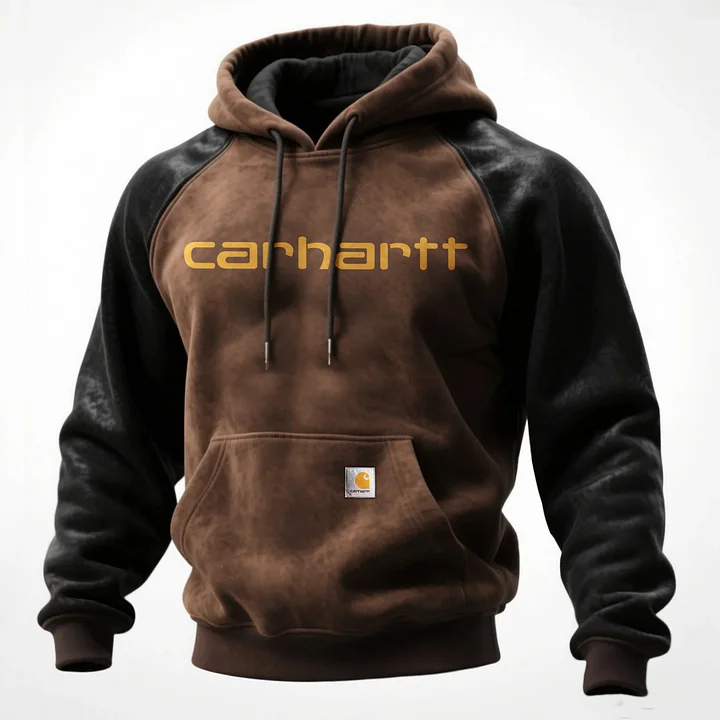 Hooded Sweatshirt with Contrast Sleeves and Front Pocket