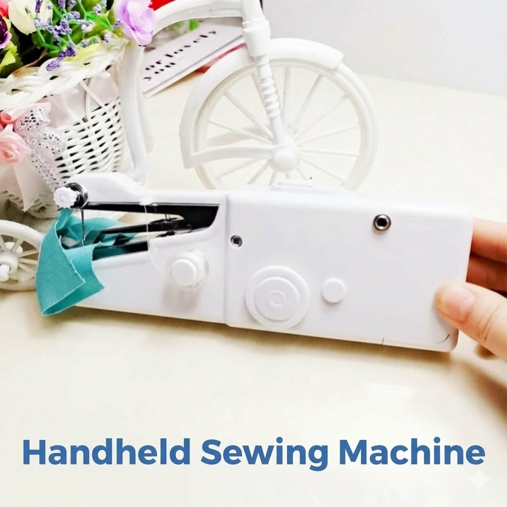 Mini Handheld Sewing Machine Set – Wireless & Portable – For Quick Repairs – Includes Accessories – White