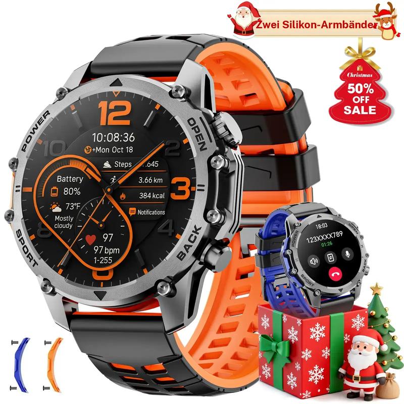 ⌚1.52" HD smartwatch for men – Phone calls and music control – Multiple sports modes – IP68 waterproof – Long battery life – Fitness watch for Android and iPhone