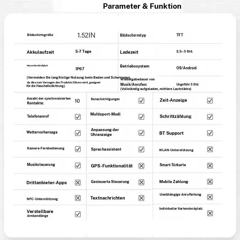 ⌚1.52" HD smartwatch for men – Phone calls and music control – Multiple sports modes – IP68 waterproof – Long battery life – Fitness watch for Android and iPhone