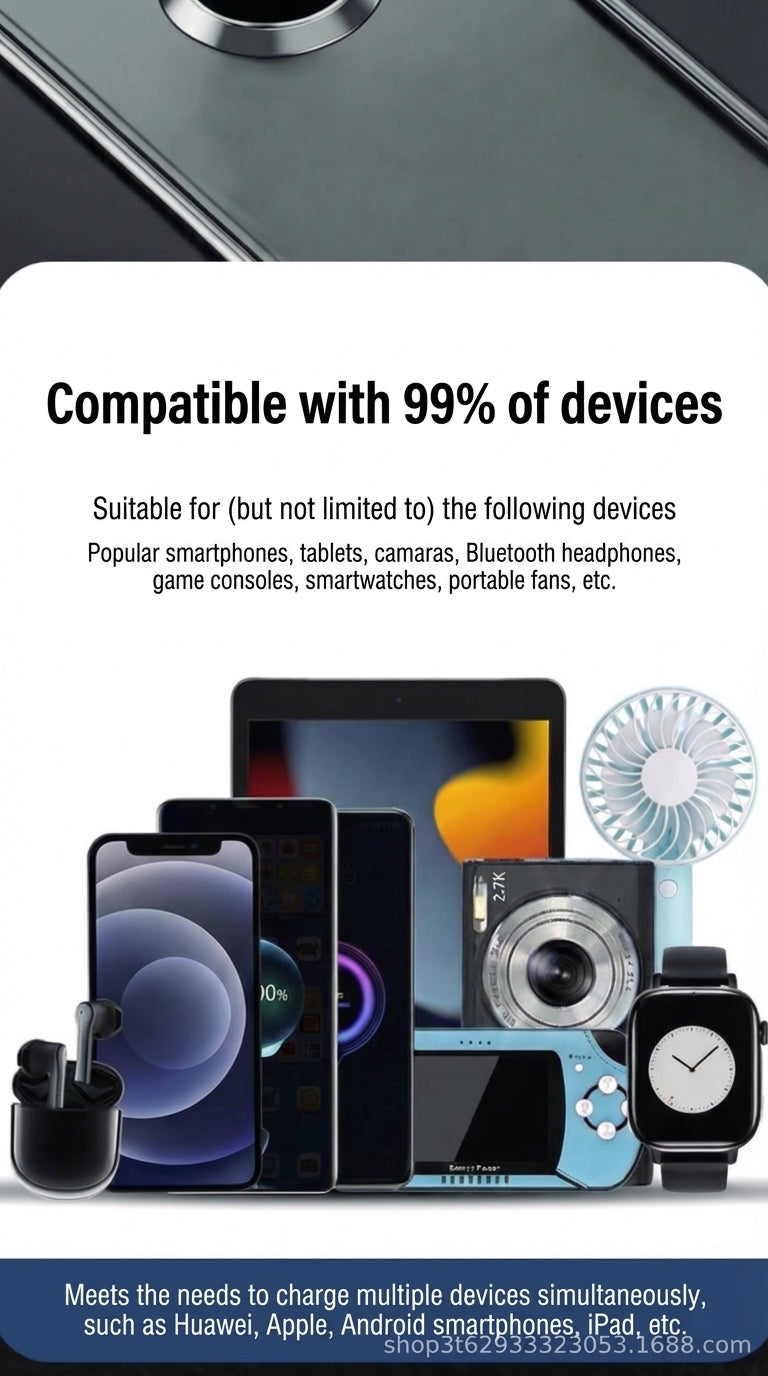 5-in-1 Car Charger for Front & Back Seat - With Extension Cord