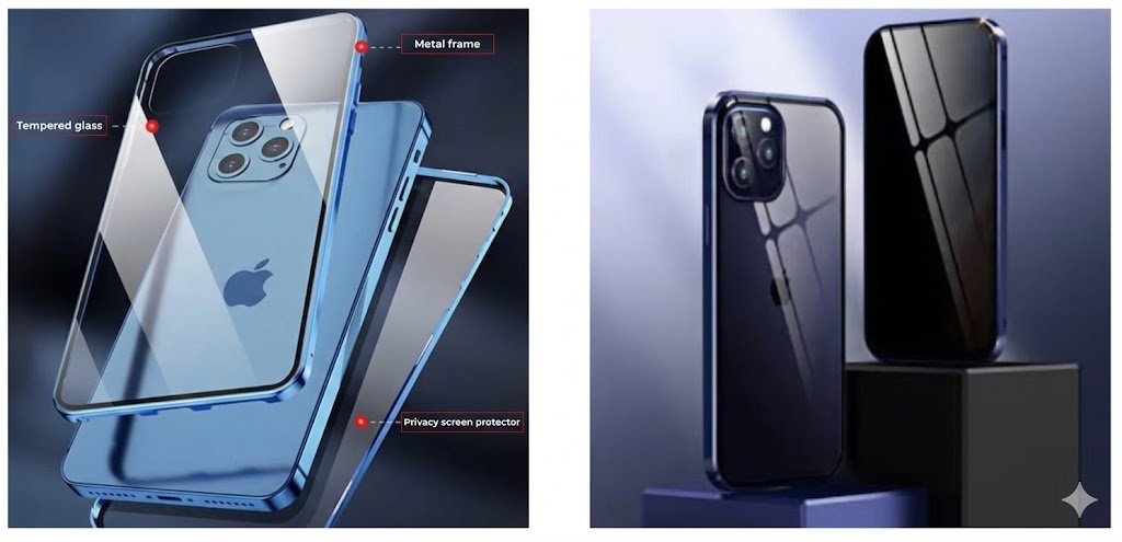 Privacy Magnetic iPhone Case – 360° Full Protection – Anti-Spy Tempered Glass – Double-sided & Shockproof