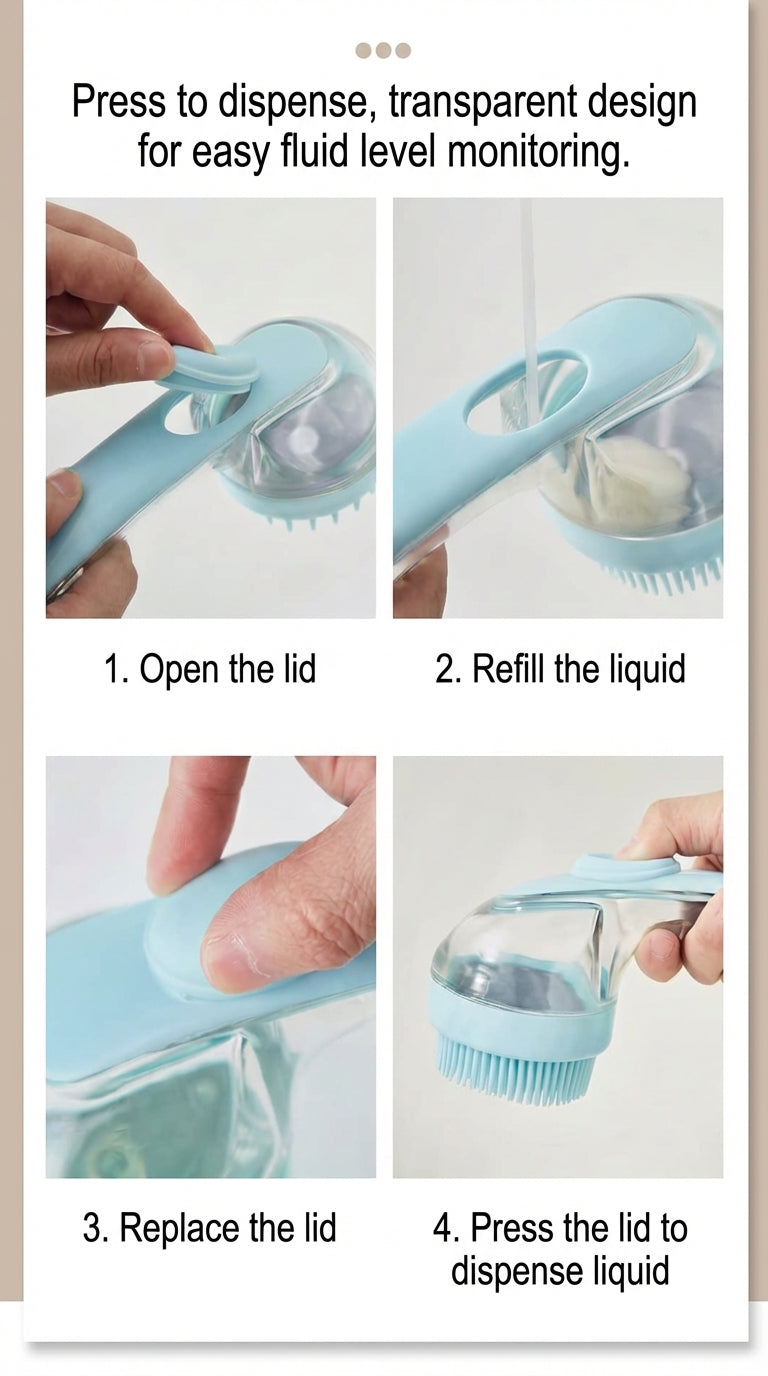 Dog Wash Brush with Shampoo Dispenser