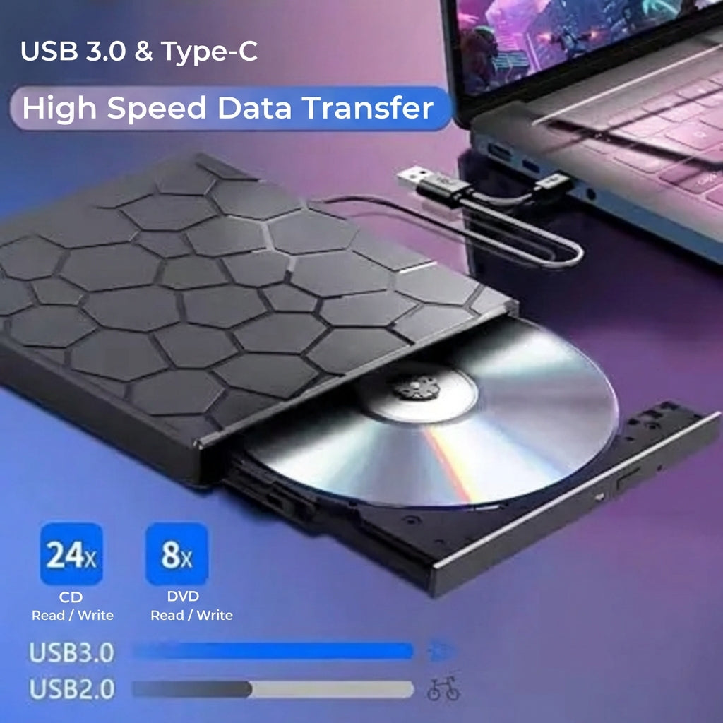 8-in-1 External DVD Player & Writer - with USB Hub