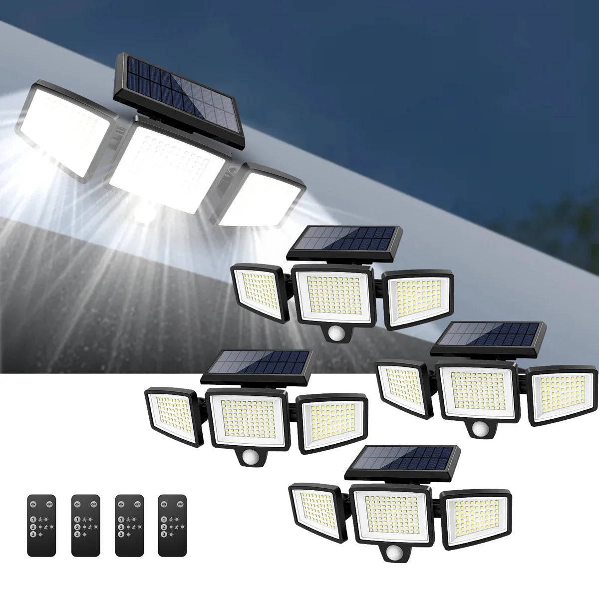 200 LED Solar Wall Light with Motion Sensor – Outdoor Solar-Powered Lighting – IP65 Waterproof – 100% Energy Saving
