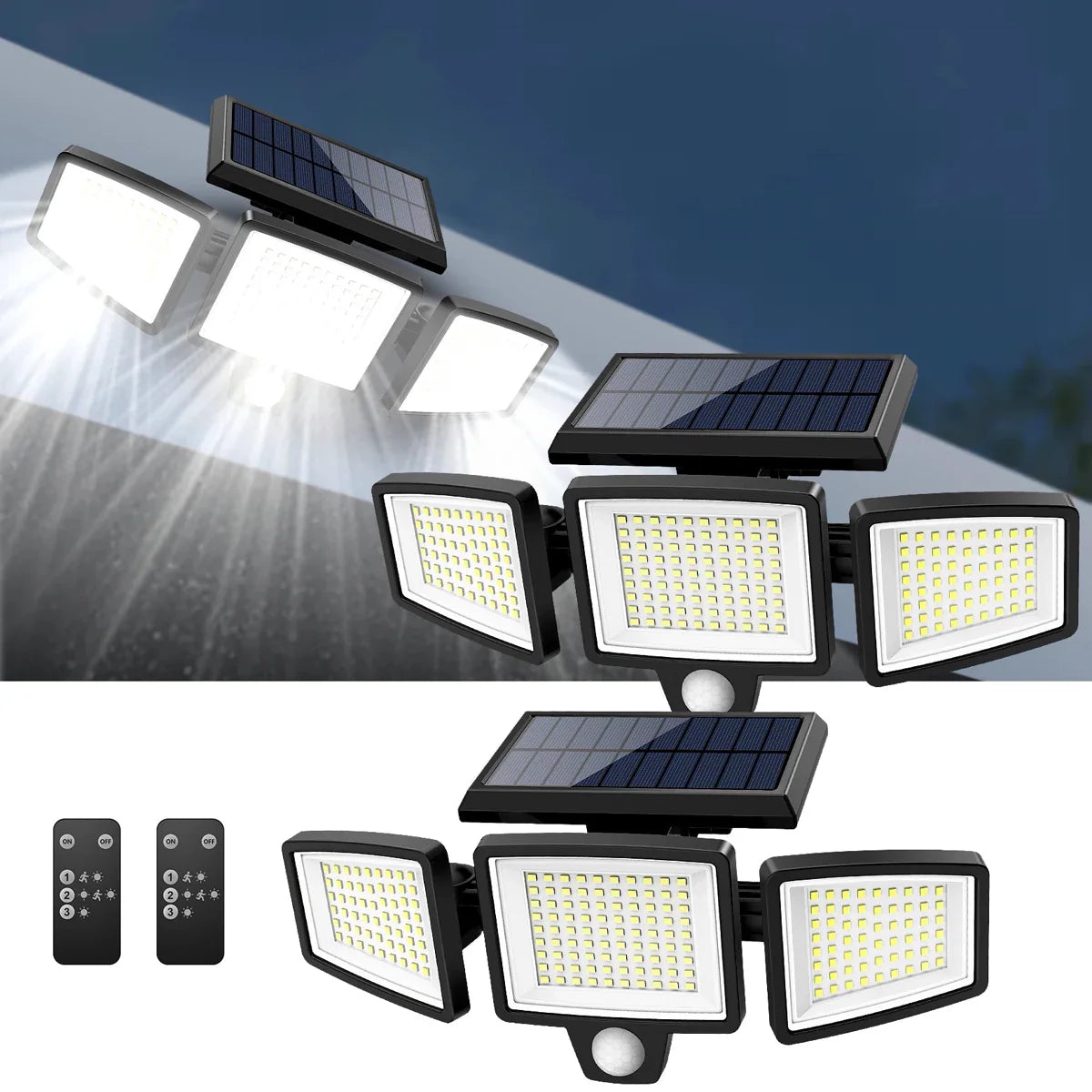 200 LED Solar Wall Light with Motion Sensor – Outdoor Solar-Powered Lighting – IP65 Waterproof – 100% Energy Saving